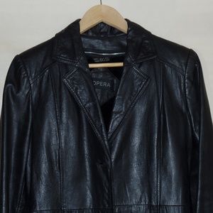 Womens  Black Leather Coat